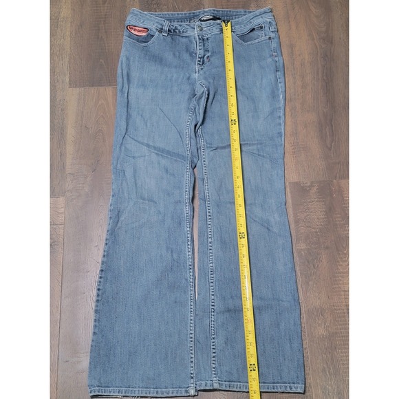 Harley-Davidson Denim - Harley Davidson Motorcycle Womens Denim Jeans Flare Leg Blue Size‎ 8 Long